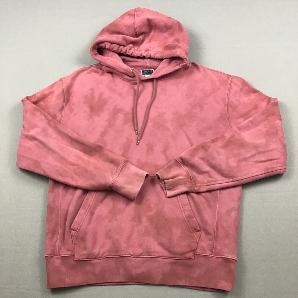 J. Crew Hoodie Men Medium Pink Tie Dye Sweatshirt Pullover Drawstring Pockets M
